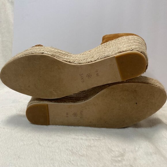 Raye Braided Suede Espadrille Wedges with Ankle Strap Tan/Beige Size 39.5/US 8.5 - Picture 4 of 15